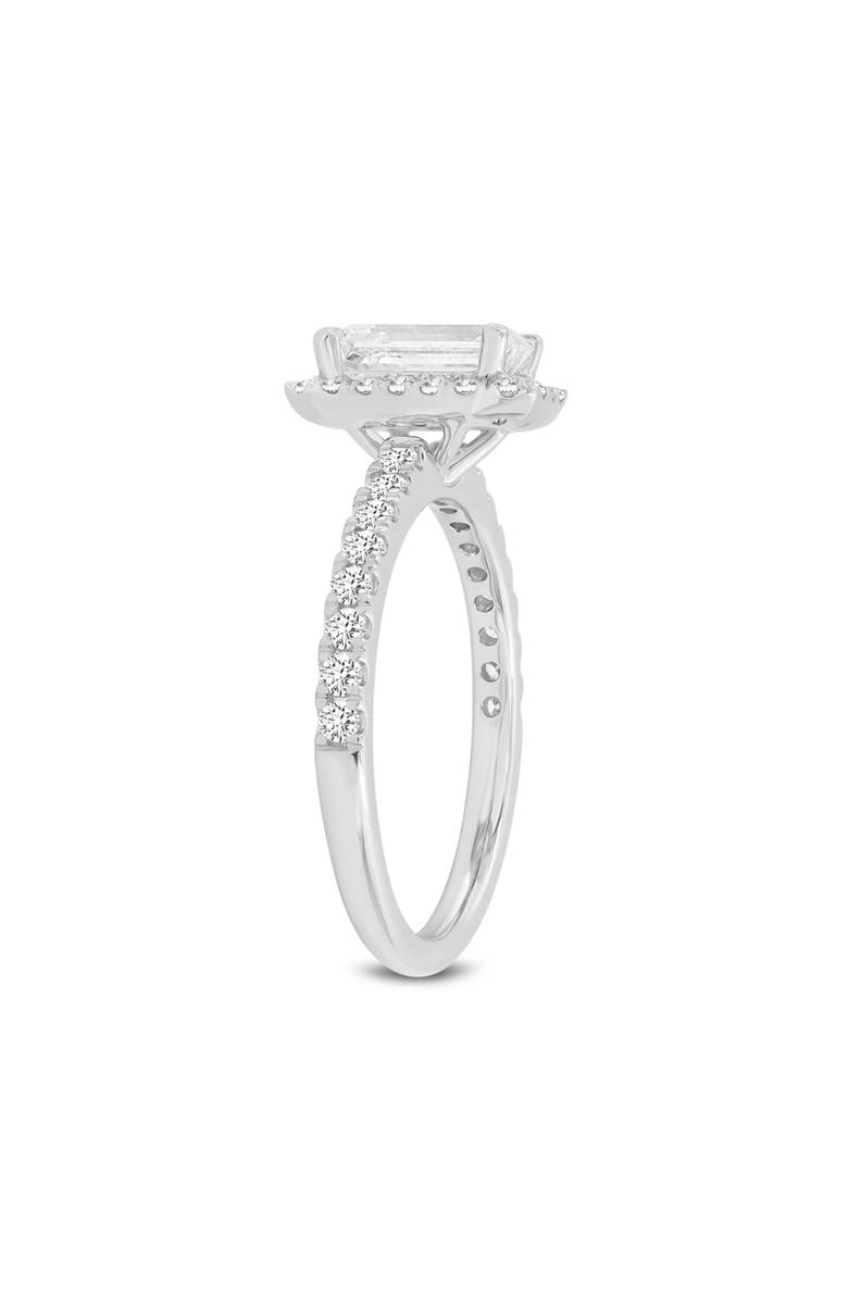 LuvMyJewelry Ivey 14K White Gold Emerald Cut Lab Grown Diamond Halo Engagement Ring - 1.75 ctw, Alternate, color, 14K White Gold