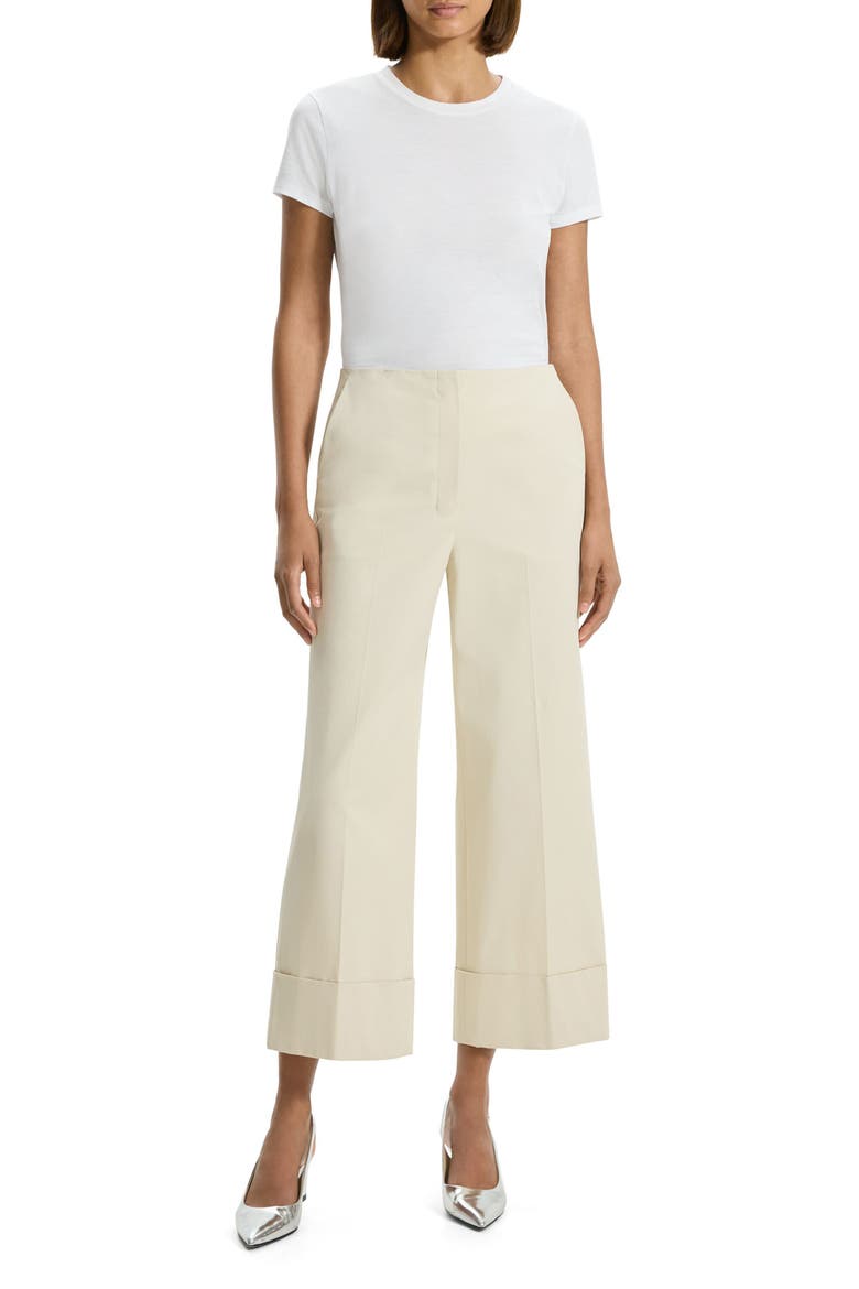 Patton Wide Cuff Stretch Cotton Crop Pants, Alternate, color, SAND