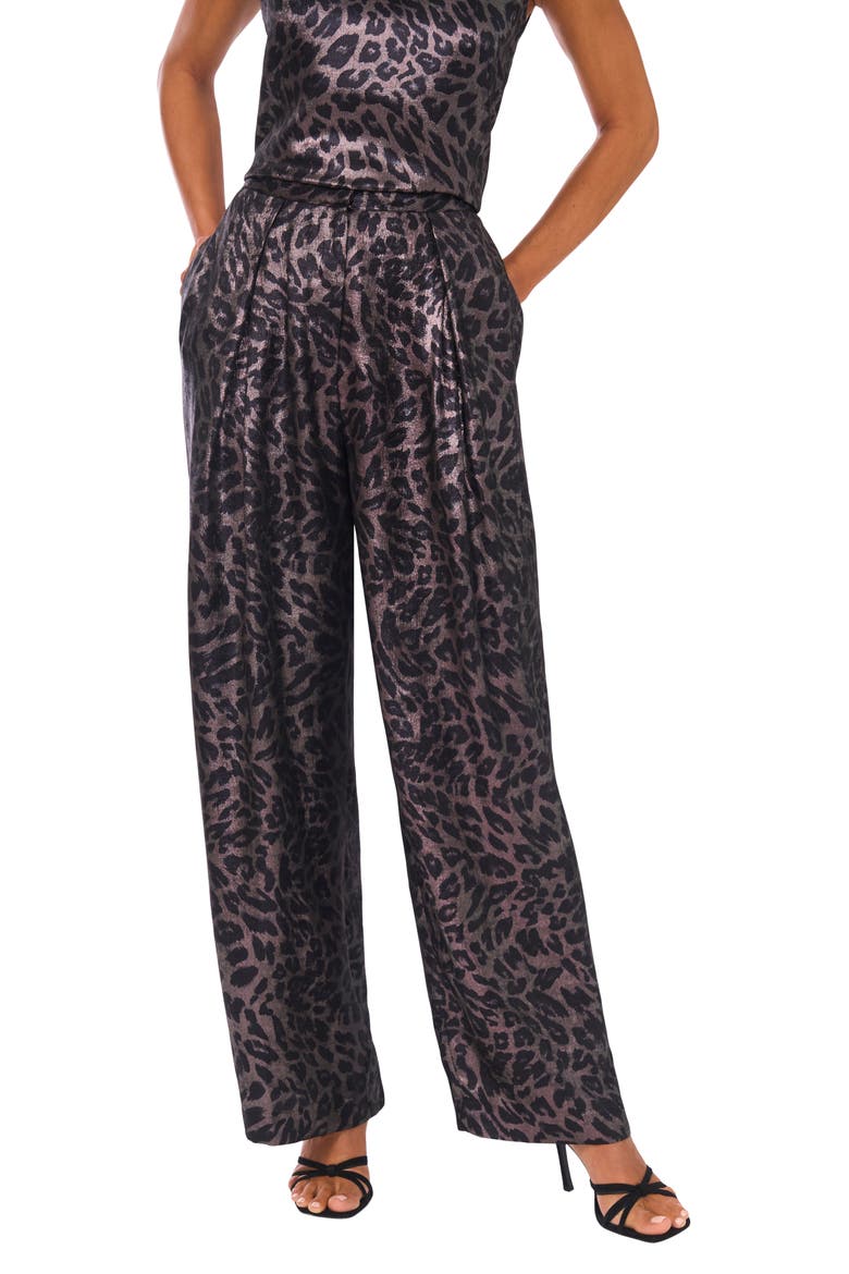 Metallic Wide Leg Pants, Main, color, RICH BLACK