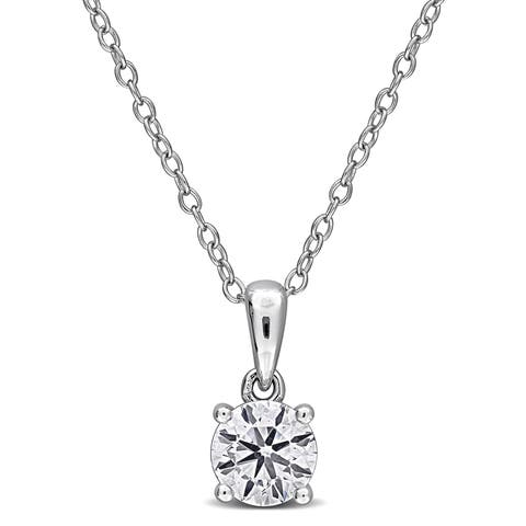 Lab-Grown Diamond Solitaire Necklace Sterling Silver