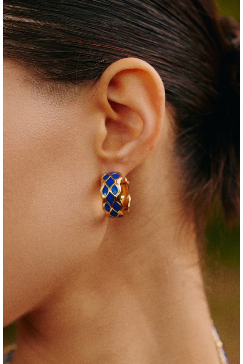 Nirah Hoop Earrings, Alternate, color, Gold&Blue