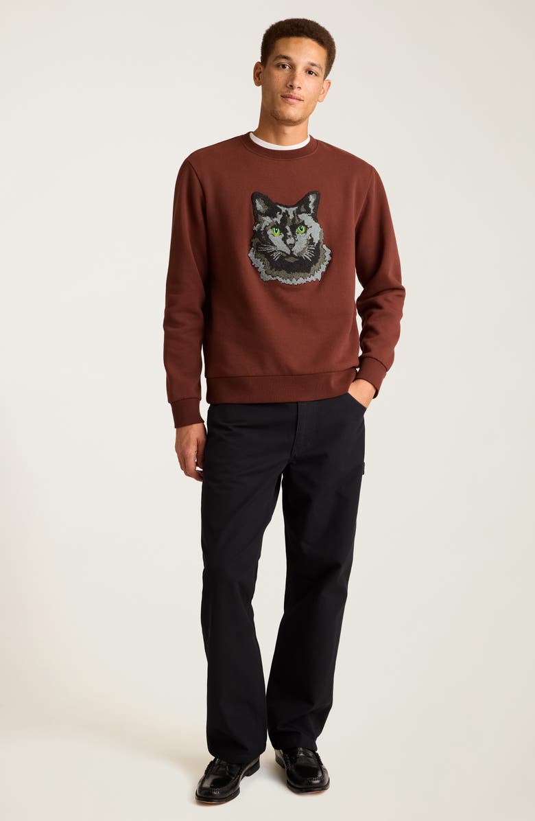 Bonobos Critters Compact Fleece Sweatshirt, Alternate, color, Cat Critter Fleece C9