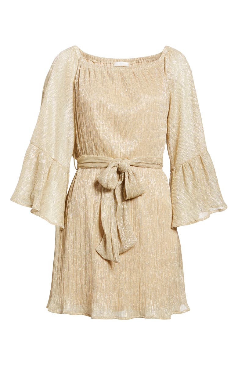 All in Favor Metallic Flare Sleeve Off the Shoulder Dress, Alternate, color,