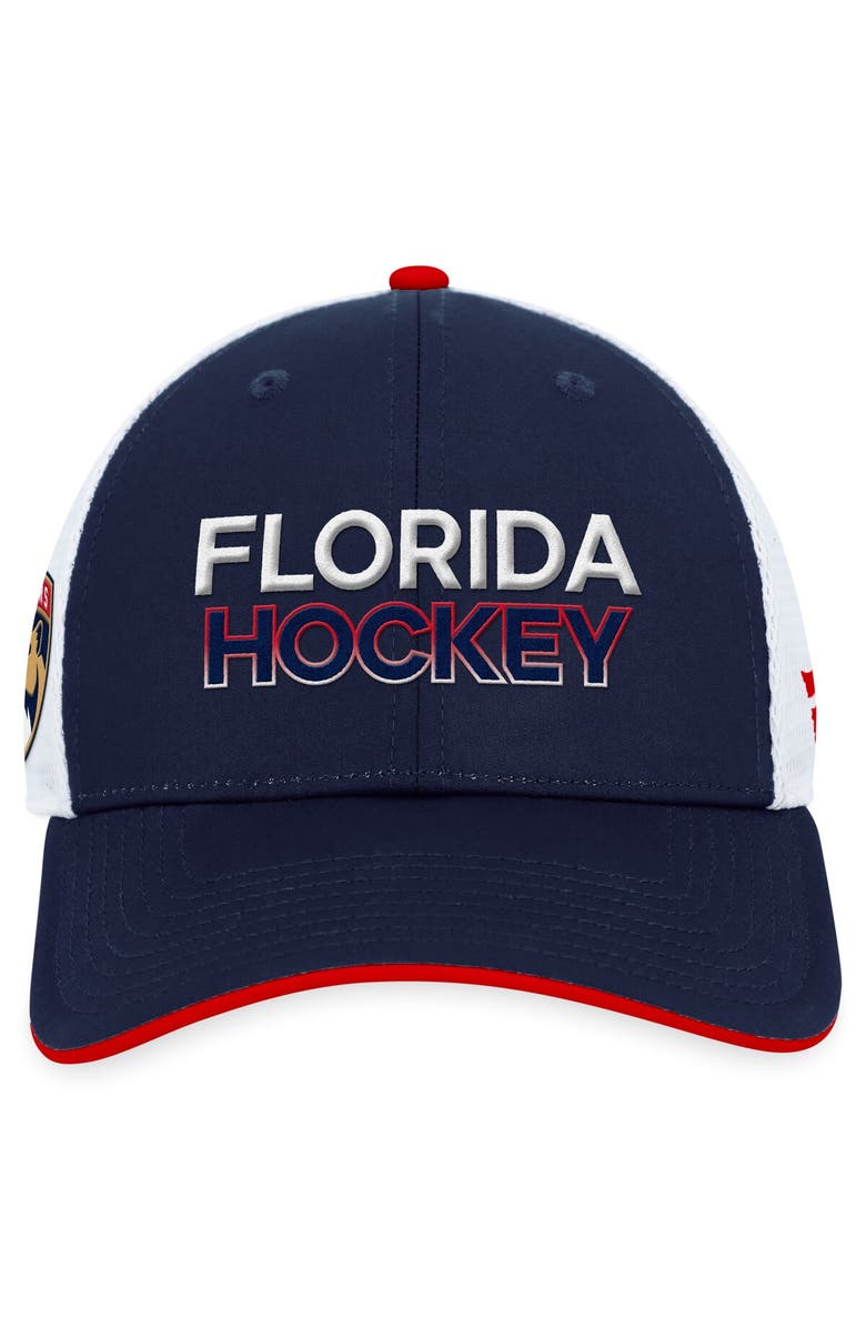 FANATICS Men's Fanatics Branded Navy Florida Panthers Authentic Pro Rink Trucker Adjustable Hat, Alternate, color,