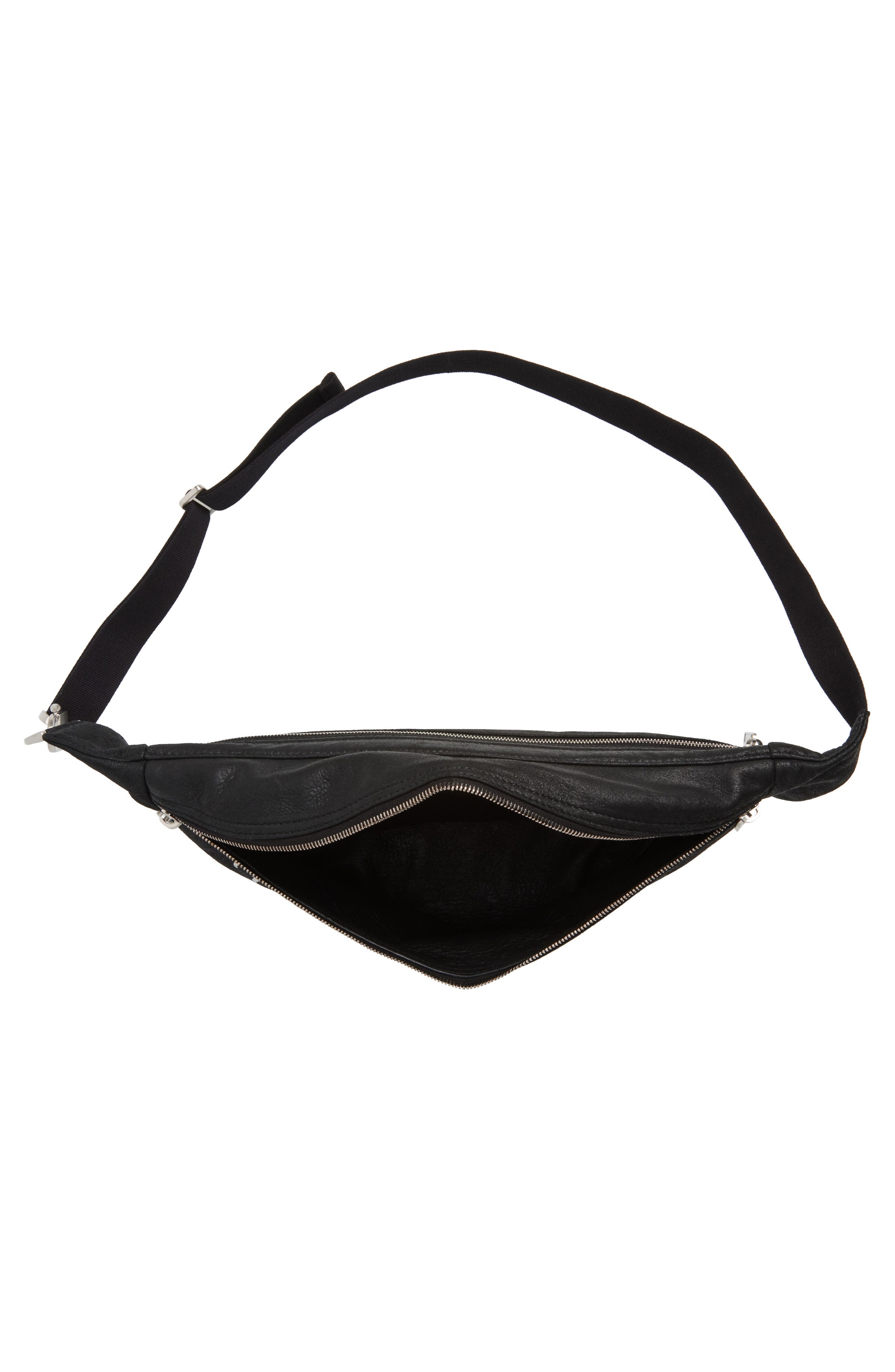 Rick Owens Geo Leather Belt Bag, Alternate, color, Black