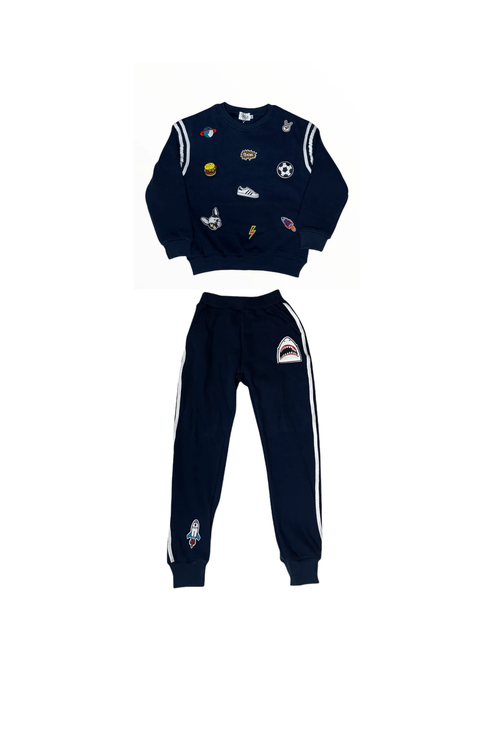 Varsity Patch Jogger Set Navy