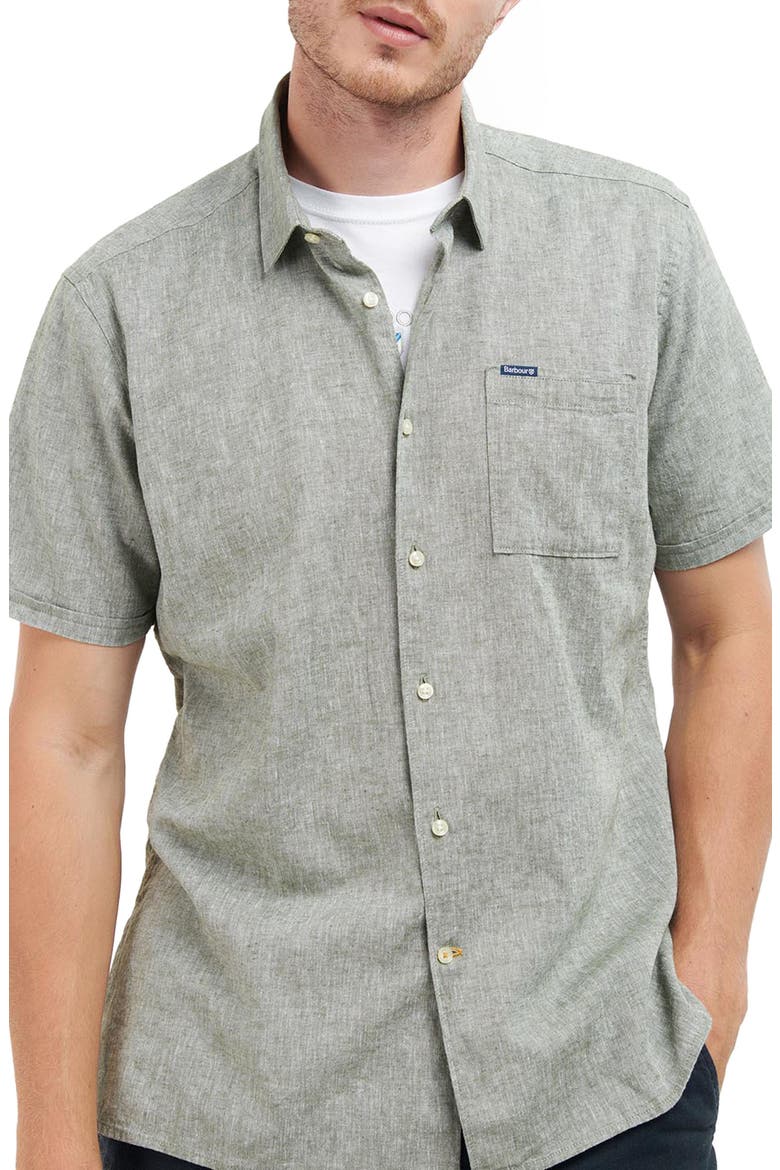 Nelson Linen & Cotton Button-Up Shirt, Main, color, BLEACHED OLIVE