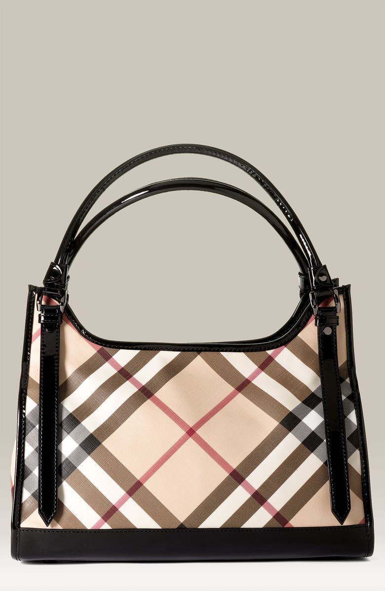 Burberry Check Print Shopper, Main, color,