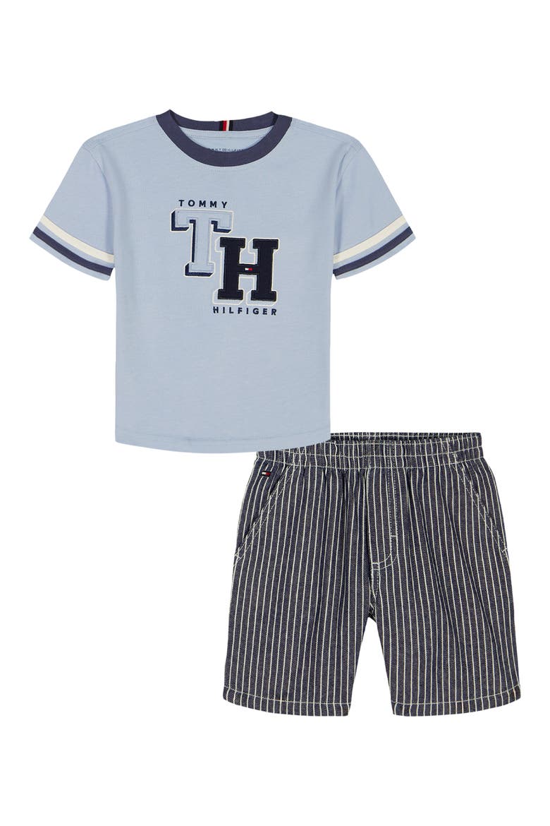 Kids' Initial Embroidered T-Shirt & Shorts Set, Main, color, BLUE