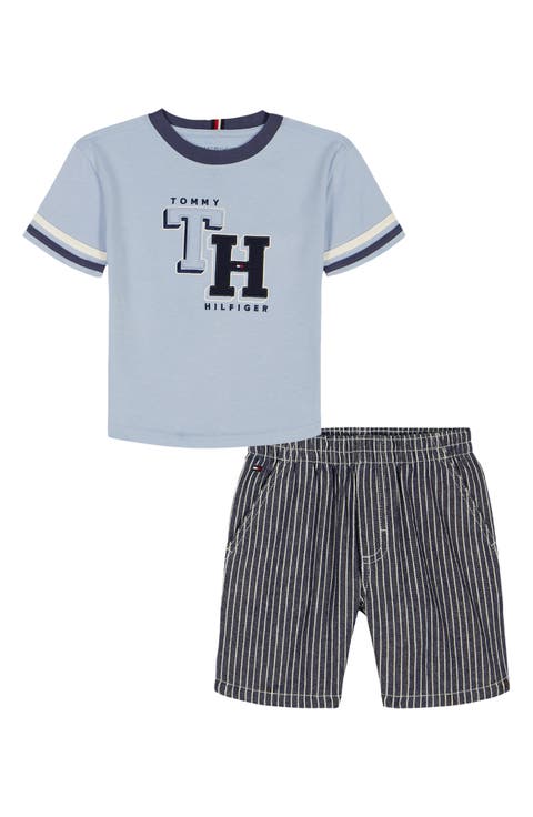 Initial Embroidered T-Shirt & Shorts Set (Toddler)