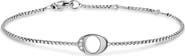 David Yurman Petite Pavé Initial Chain Bracelet in Sterling Silver with Diamonds