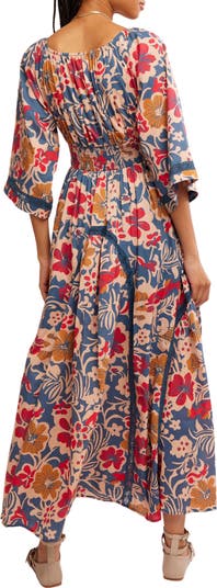 Printed Smocked Waist Maxi Dress