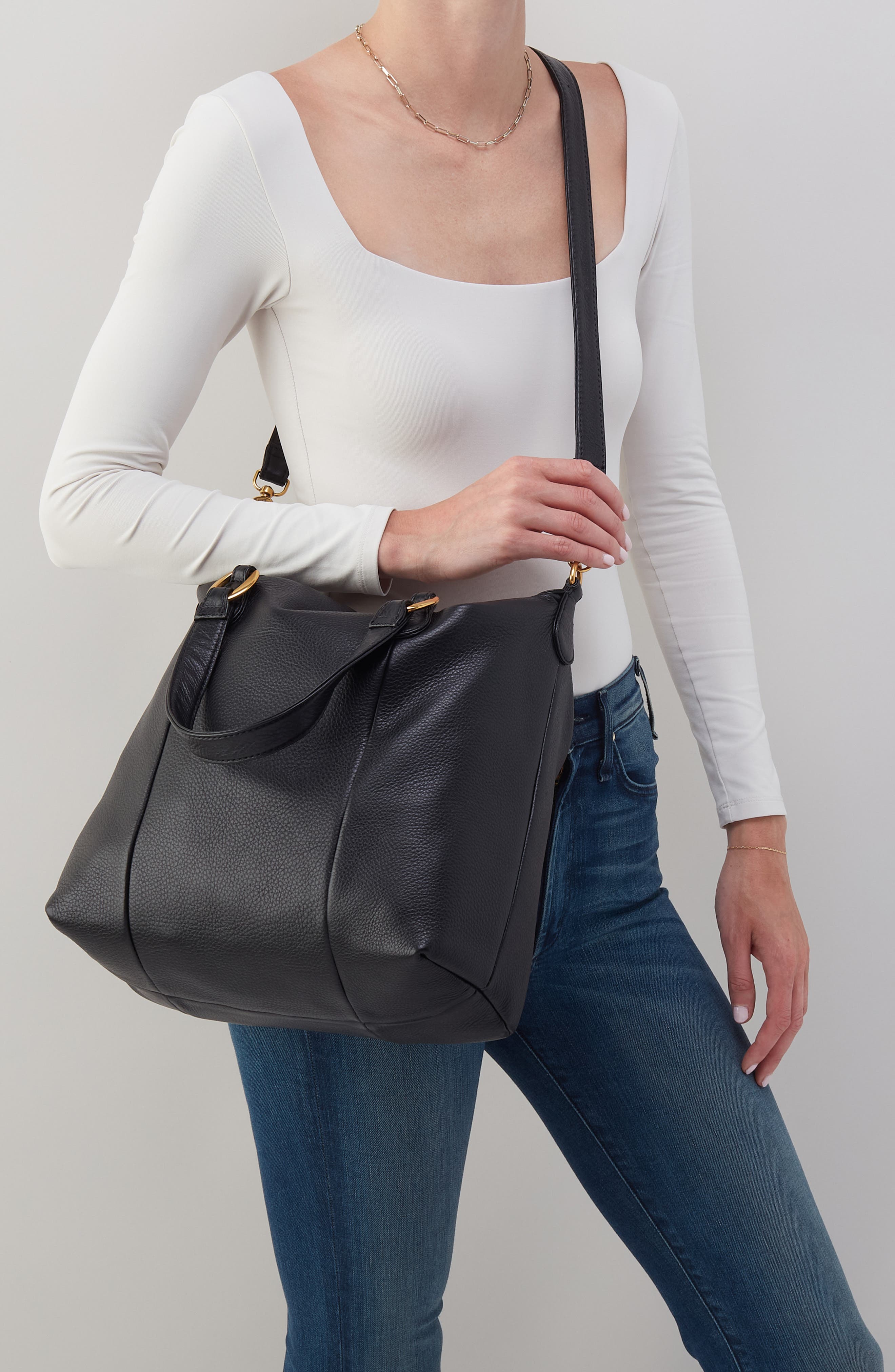 HOBO Harley Leather Satchel, Alternate, color, Black