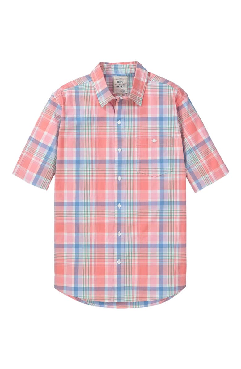 Hope & Henry Mens' Stretch Poplin Short Sleeve Button Down Shirt, Alternate, color, 