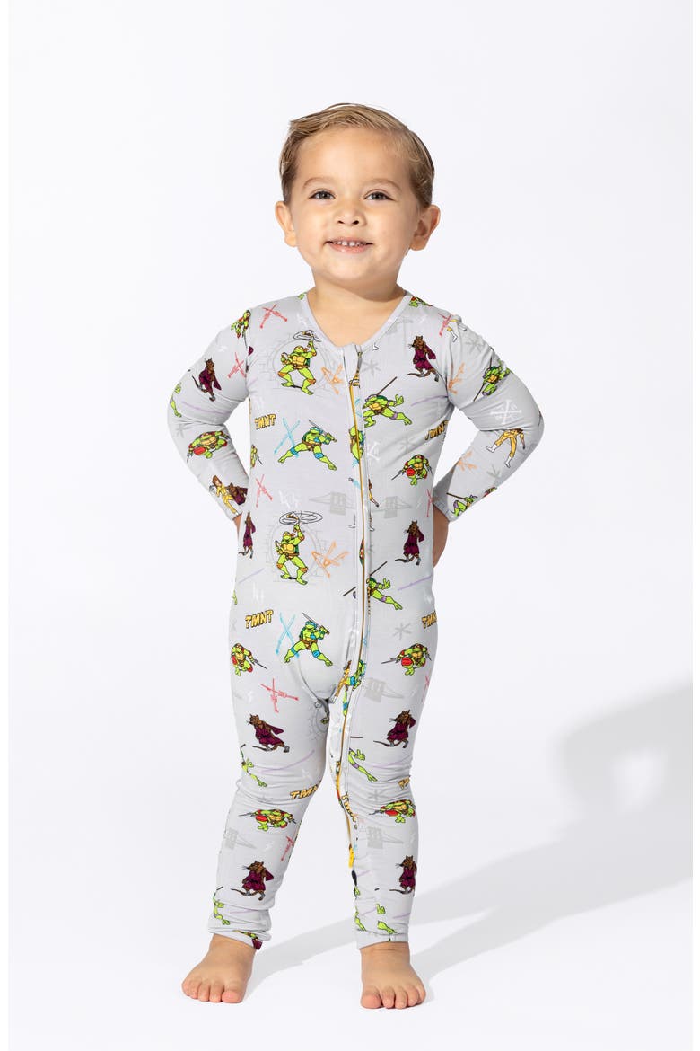 Kids' x Teenage Mutant Ninja Turtles Fitted Convertible Footie Pajamas, Alternate, color, GREY
