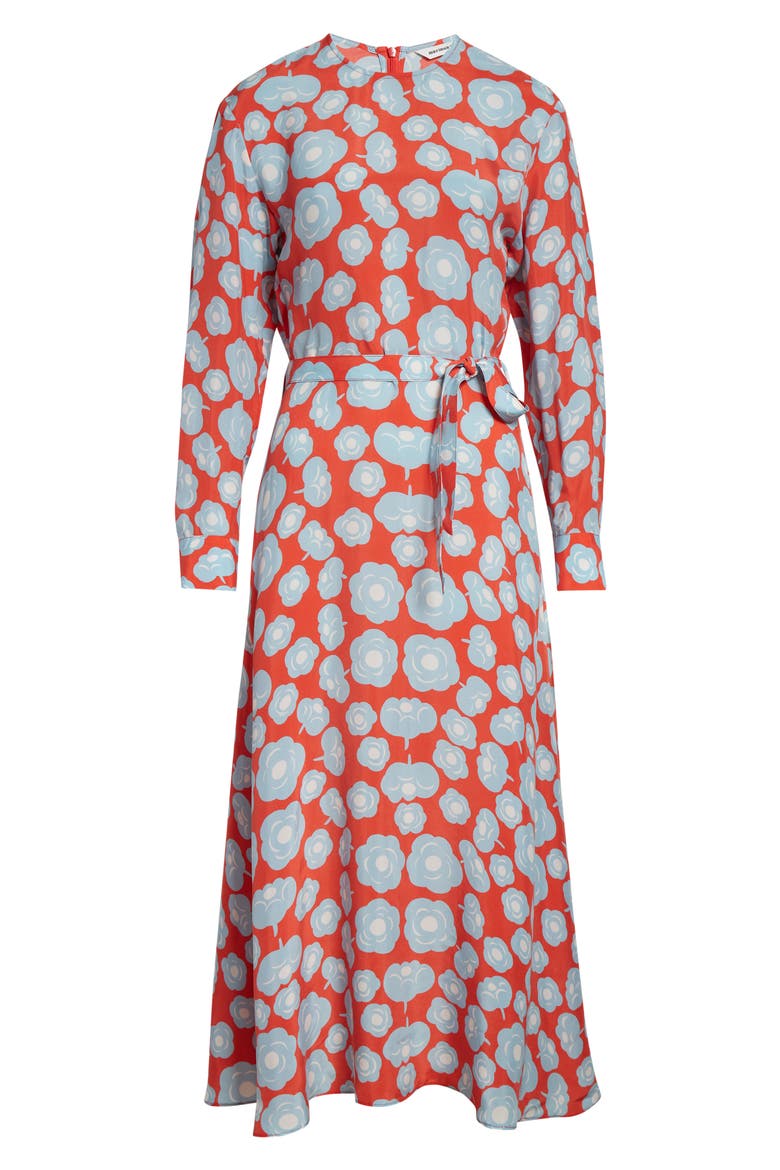 Combu Tumma Floral Long Sleeve Dress, Alternate, color, LIGHT BLUE RED OFF-WHITE