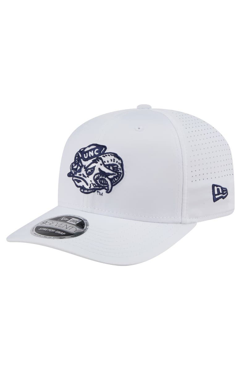 New Era Men's New Era White North Carolina Tar Heels Perform Vault 9SEVENTY Stretch-Snap Hat, Main, color, 