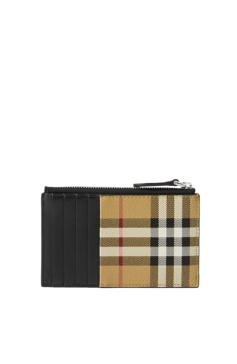 Burberry Check Zip Card Case, Alternate, color, Archive Beige