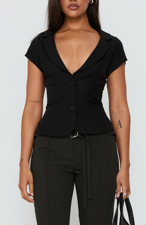 Alexandrea Plunge Button Up Top