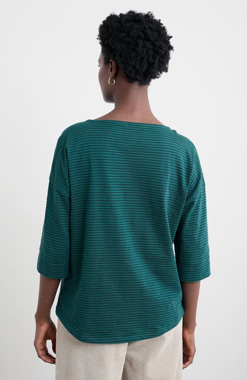 Seasalt Cornwall Tremayne Quay Stripe Organic Cotton Top In Green