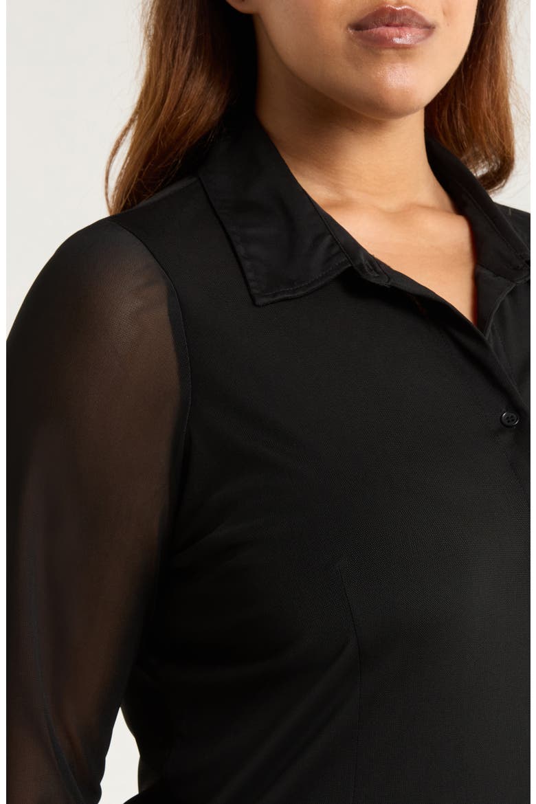 Mesh Button-Up Shirt, Alternate, color, BLACK