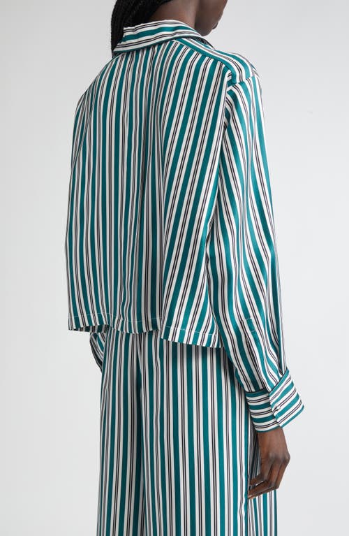 Max Mara Brama Stripe Crop Silk Button-up Shirt In Multi