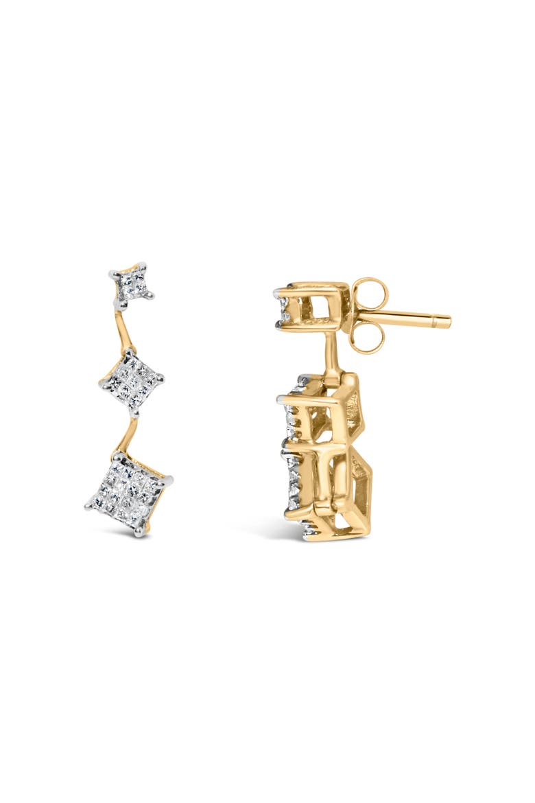 14K Yellow Gold 1 Ct Princess Diamond Earrings, Alternate, color, Yellow