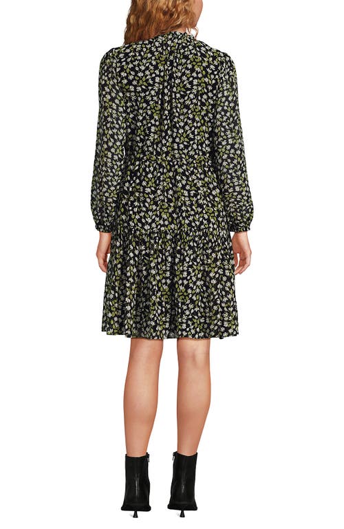Lands' End Chiffon Above The Knee Adjustable Dress In Black