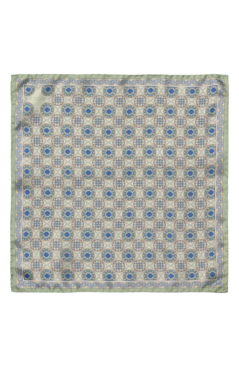 Eton Medallion Silk Pocket Square, Alternate, color,