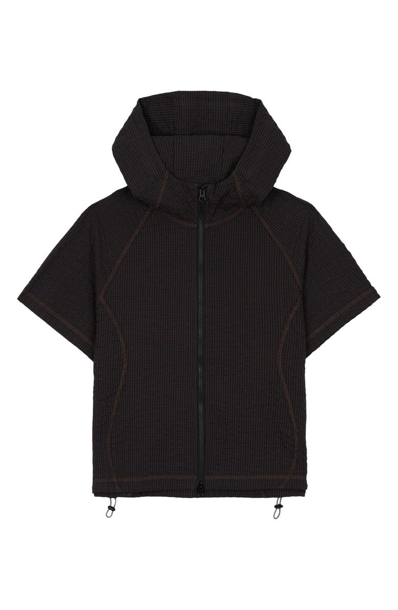 Brain Dead Textured Short Sleeve Hoodie, Main, color, Black