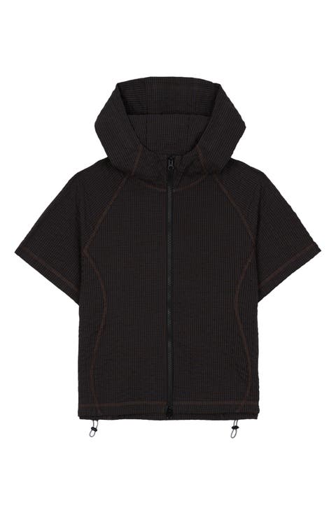 Textured Short Sleeve Hoodie