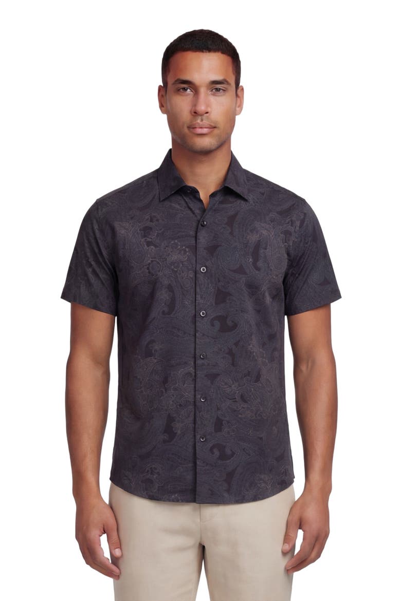 Paisley Explosion Mens Printed Button Up Shirt, Main, color, PAISLEY EXPLOSION BLACK
