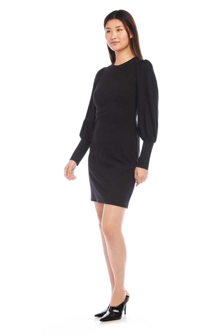 Long Sleeve Ponte Shift Dress, Alternate, color, BLACK