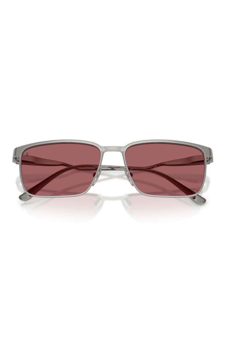 58mm Polarized Pillow Sunglasses, Alternate, color, GUINMETAL MATTE / RED