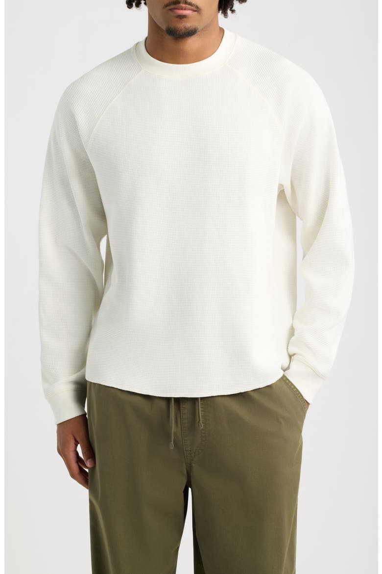 Boxy Thermal Cotton Blend Long Sleeve T-Shirt, Main, color, IVORY EGRET