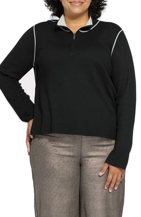 Reversible Cashmere Blend Half Zip Sweater