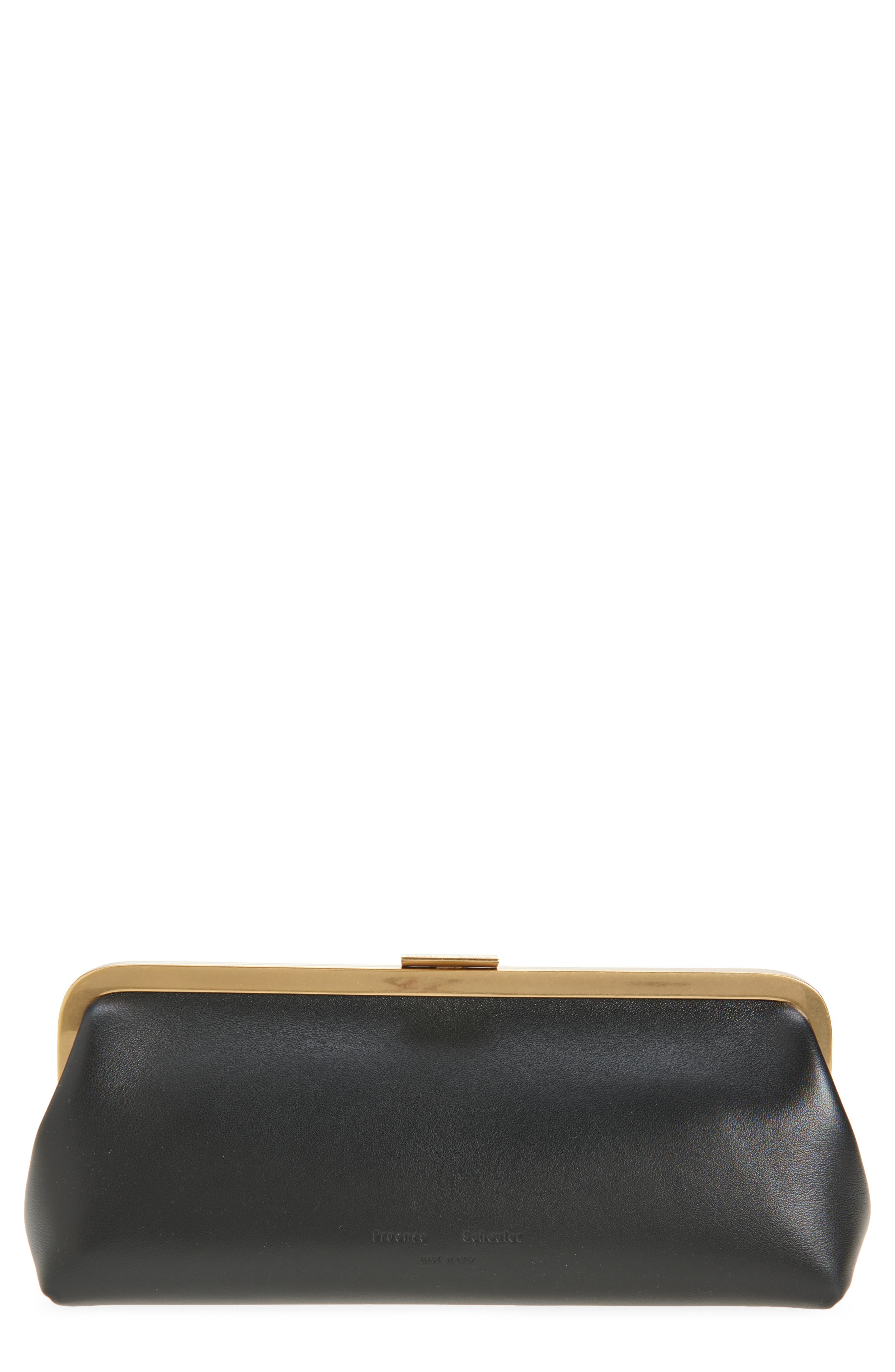 Proenza Schouler Armory Leather Clutch, Main, color, Black