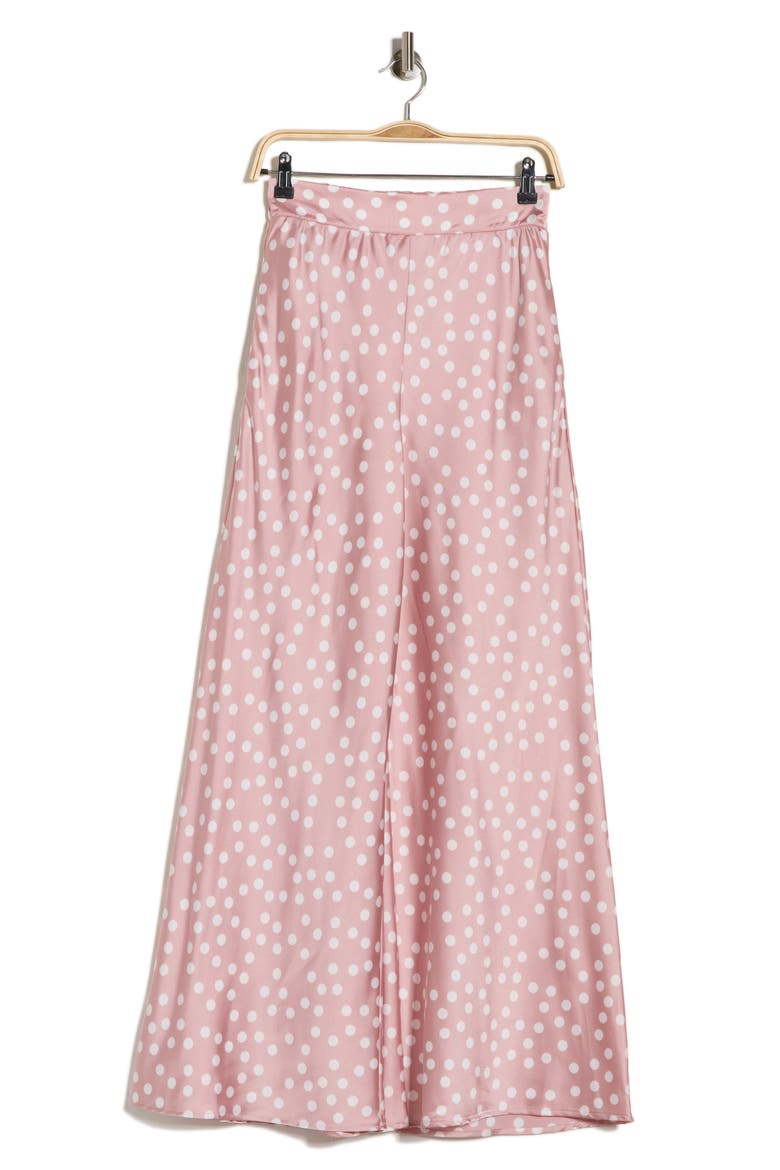 Polka Dot Satin Wide Leg Pants, Alternate, color, PINK
