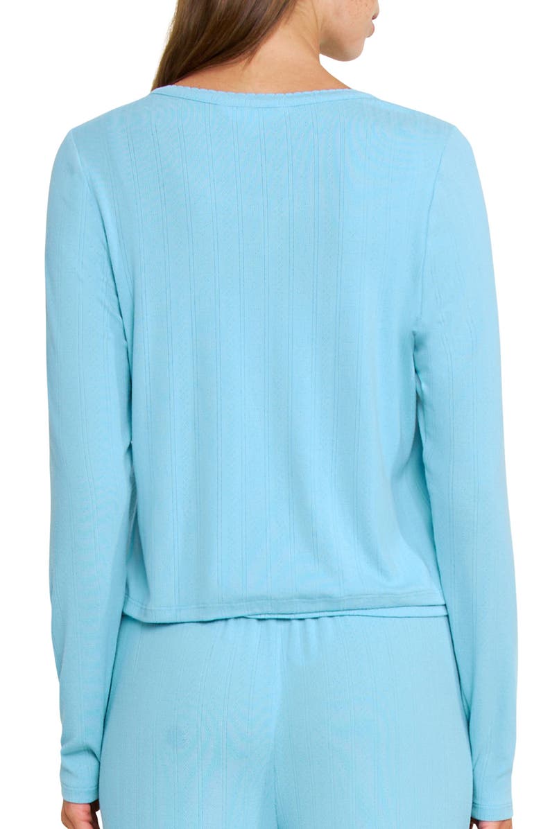 Honeydew Blissful Pointelle Cardigan, Alternate, color, Ocean
