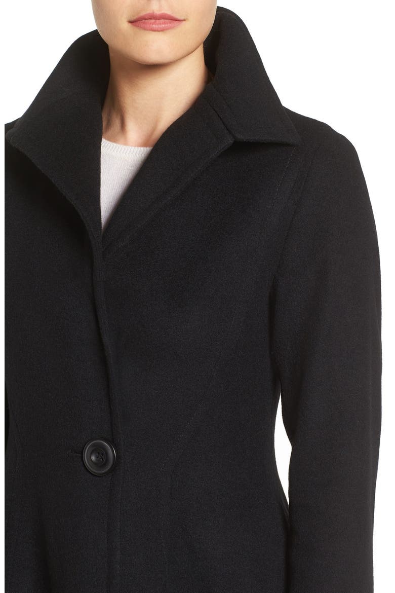 Isabella Skirted Wool Blend Coat, Alternate, color, BLACK