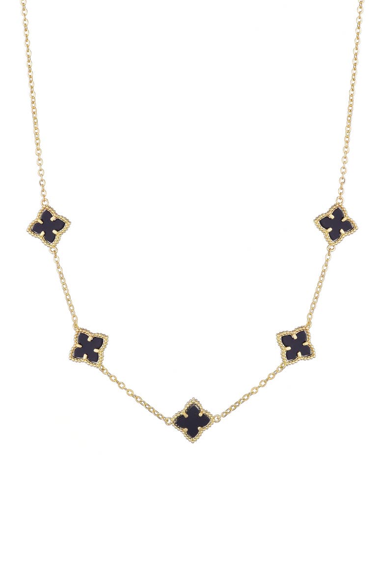 Mother of Pearl Station Necklace, Main, color, BLACK