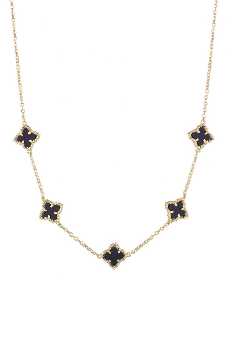 Adornia Mother of Pearl Station Necklace, Main, color, Black