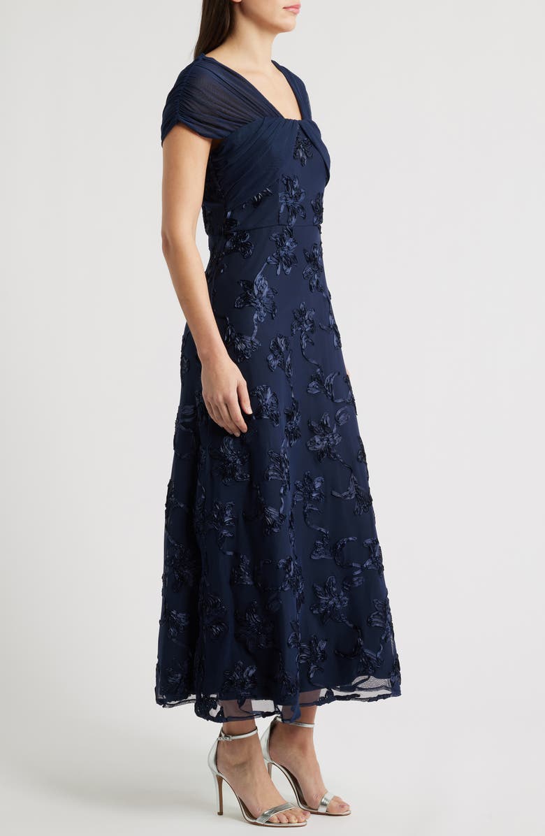 JS Collections Carolina Floral Embroidered Gown, Alternate, color, Deep Navy
