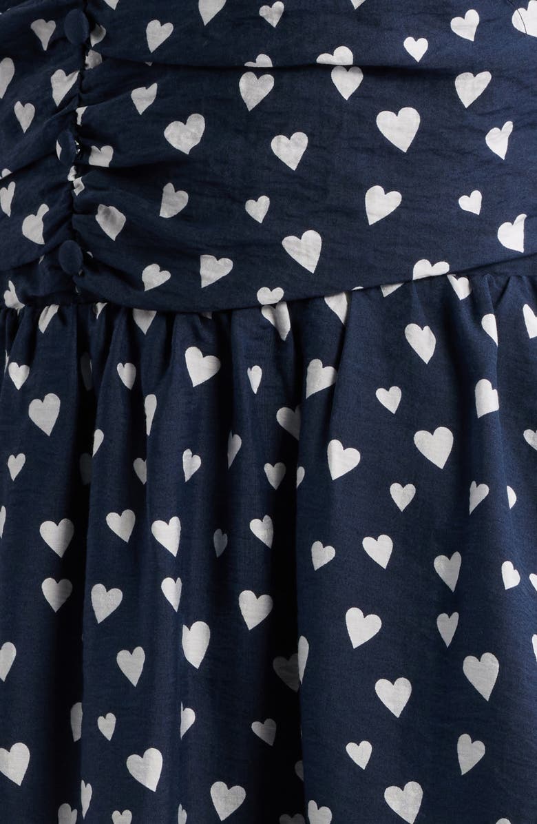 Caslon<sup>®</sup> Puff Sleeve Heart Midi Dress, Alternate, color, Navy- White Floating Hearts
