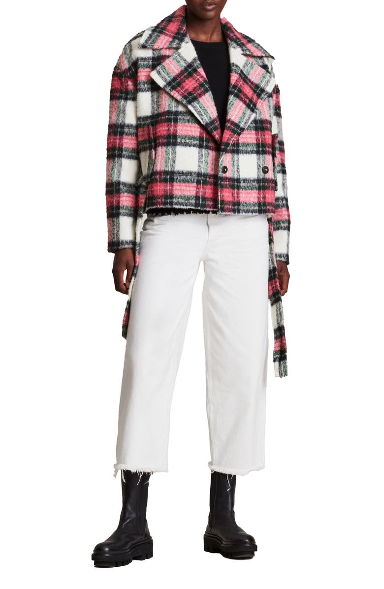 AllSaints Morley Plaid Wool Blend Jacket, Alternate, color, 