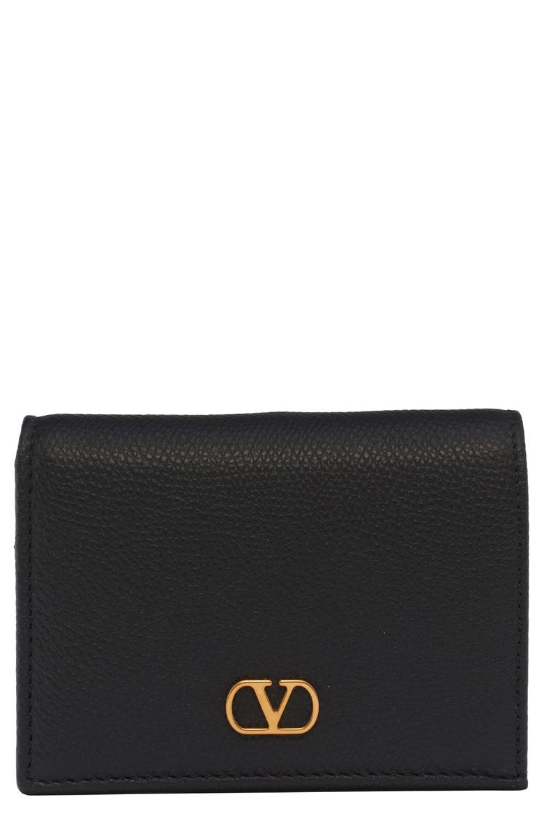 Valentino Garavani VLOGO Signature Leather Wallet, Main, color, Nero