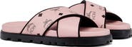 MCM Cross Sandal in Visetos Leather Mix