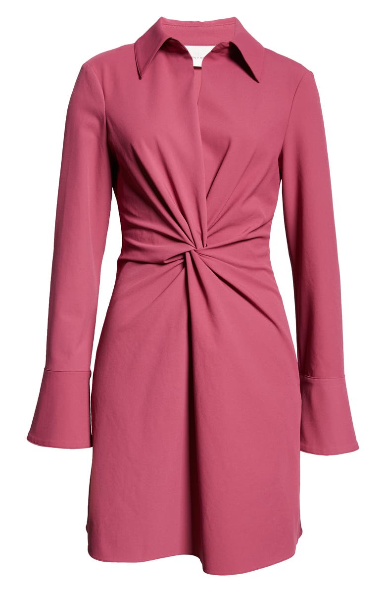 Cinq à Sept McKenna Front Twist Long Sleeve Mini Shirtdress, Alternate, color, Dark Ube