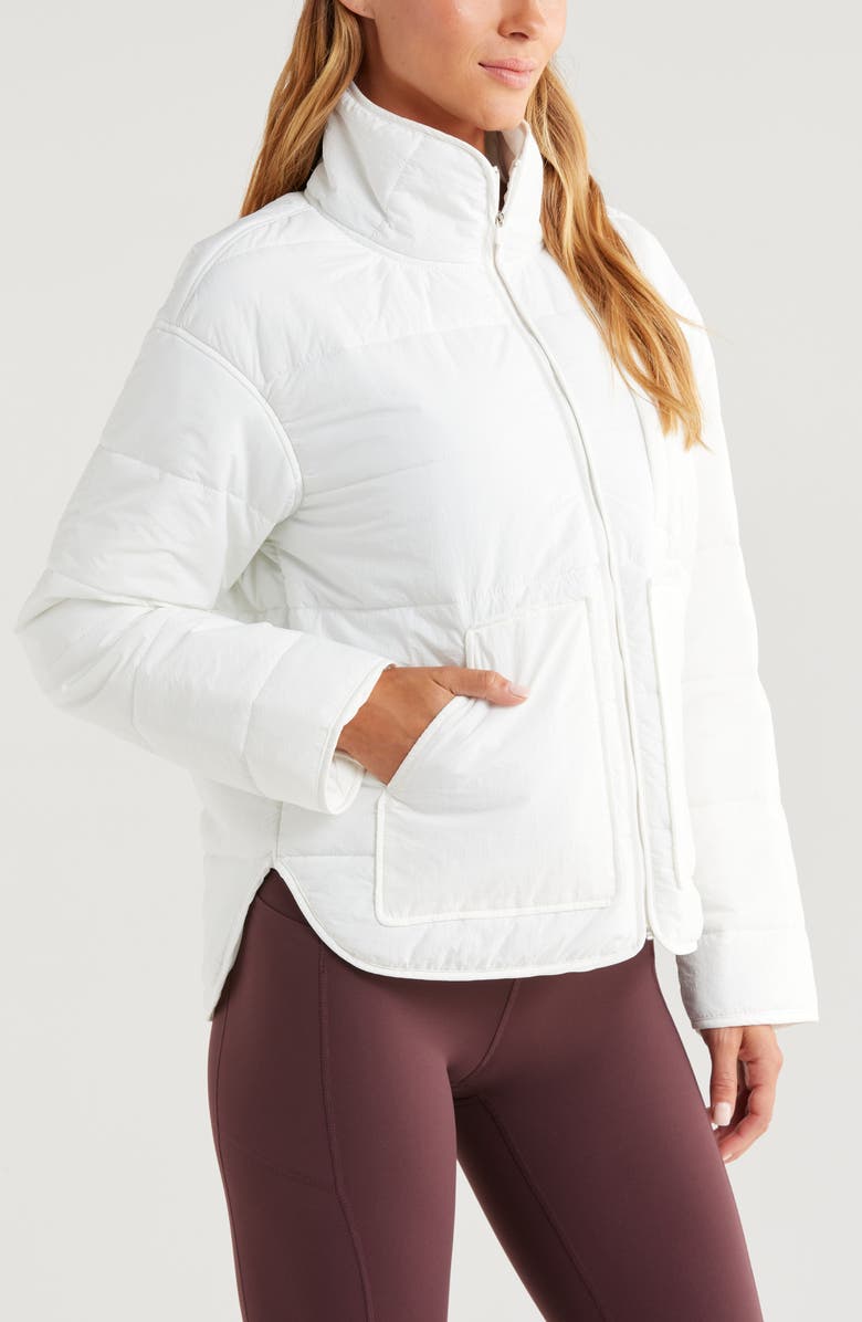 Zella Quilted Packable Jacket, Alternate, color, Ivory Cloud