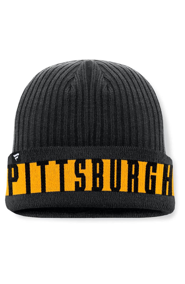 FANATICS Men's Fanatics Black Pittsburgh Penguins Blueliner Cuffed Knit Hat, Alternate, color, 